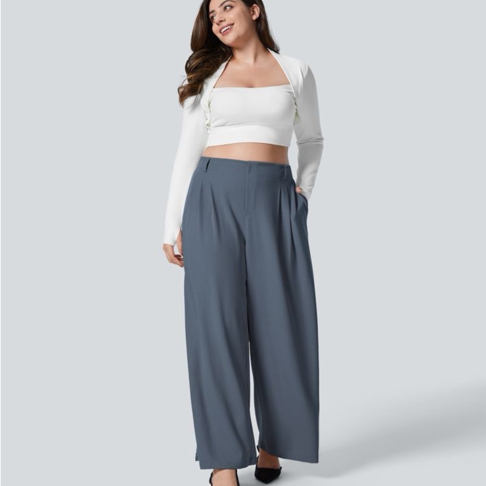 HALARA Women's Blue Wide-Leg Pants
